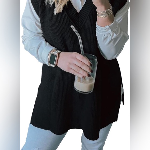DEEP SELF Women’s Black Sweater Vest Size:M V-Neckline (NWT). - Picture 2 of 7